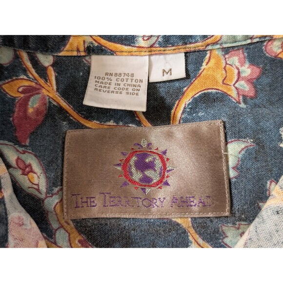 Vintage The Territory Ahead Shirt Men’s M Green Floral Button Up Long Sleeve - Picture 6 of 8